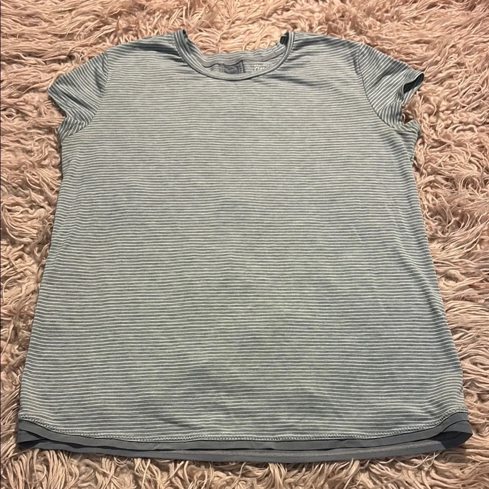 Athleta Girl Striped Back Mesh Seam Shirt